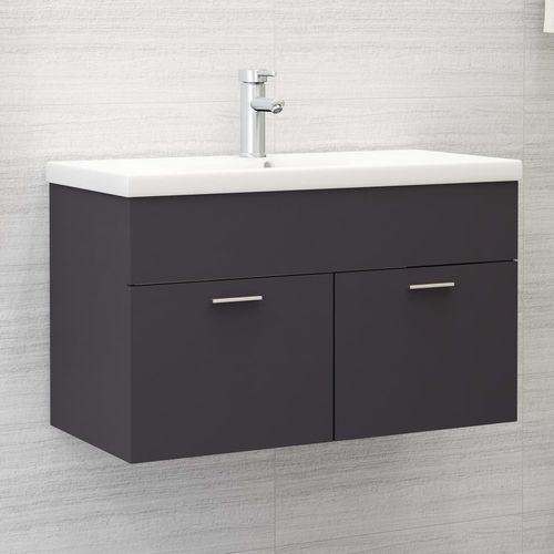 Sink Cabinet with Built-in Basin Chipboard 41x38.5cm to 100x38.5cm - grey / 80 x 38.5 x 46 cm