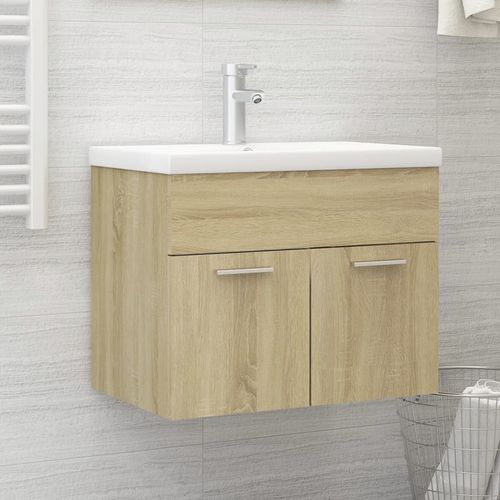 Sink Cabinet with Built-in Basin Chipboard 41x38.5cm to 100x38.5cm - sonoma oak / 60 x 38.5 x 46 cm