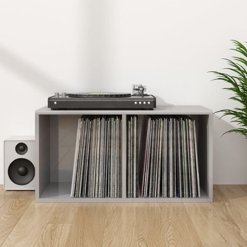 vidaXL Vinyl Storage Box Smoked Oak 71x34x36 cm Engineered Wood - high gloss grey