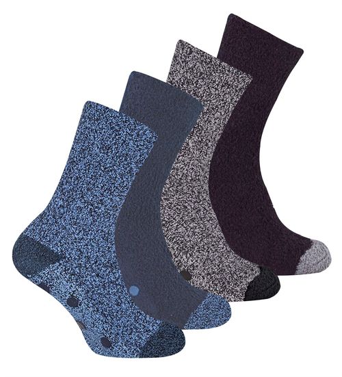4 PAIRS - Sock Snob Mens Cosy Socks - Grey / Blue