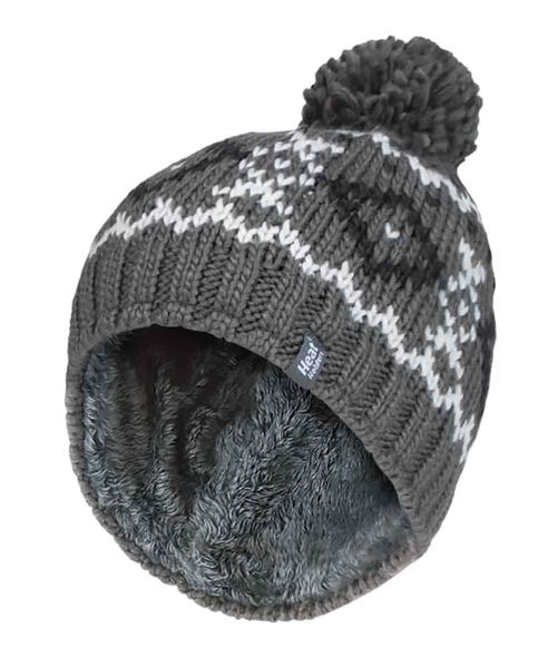 Heat Holders - Mens Bobble Hat - Grey / One Size