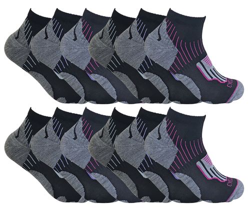 12 Pack Ladies Cycling Socks - 4-7 UK