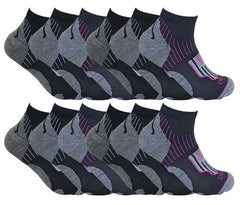12 Pack Ladies Cycling Socks - 4-7 UK