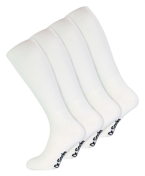Dr.Socks Long Bamboo Diabetic Socks - 4-7 UK / White