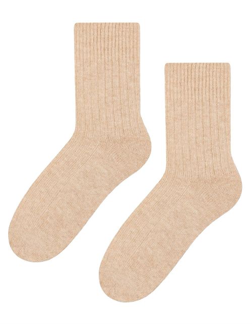 Steven - Ladies Wool Dress Socks - Beige / 3-5 UK