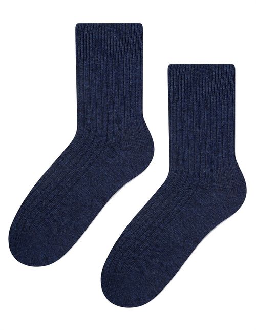 Steven - Ladies Wool Dress Socks - Navy Blue / 3-5 UK