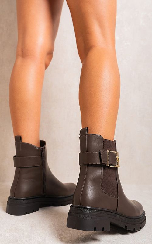Chelsea Ankle Boots with Inner Zipper and Elastic Insert - Brown / 6