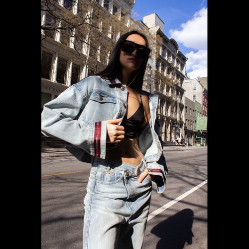 Danielle Denim Jacket with Red Lining