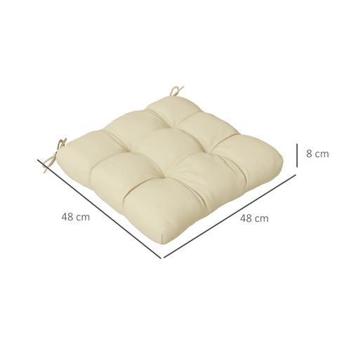 Outsunny Set of 4 Outdoor Seat Cushion with Ties for Garden Furniture Beige