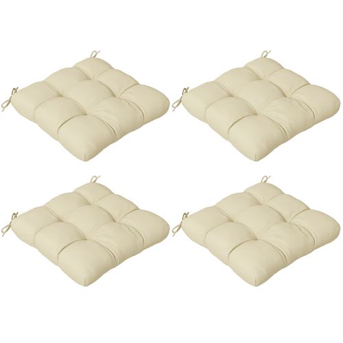 Outsunny Set of 4 Outdoor Seat Cushion with Ties for Garden Furniture Beige