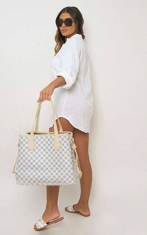 Button Down Long Sleeve Oversized Shirt - white / S/M