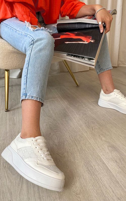 Printed Trainers - White / 5