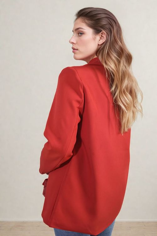 Leopard Print Blazer Jacket - Red / L