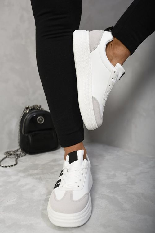 Striped Lace Up Trainers - Black / 5