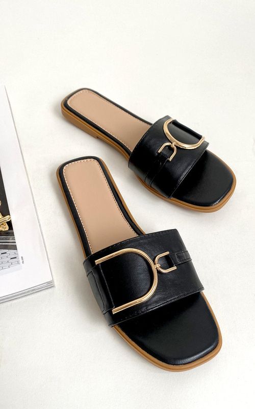 Gold Detail Sliders - Black / 8