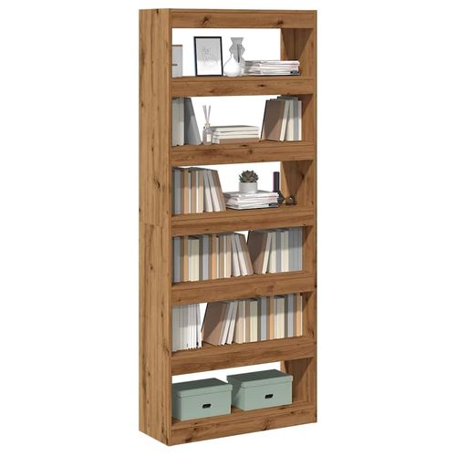 vidaXL Book Cabinet/Room Divider Smoked Oak 80x30x198 cm Engineered Wood