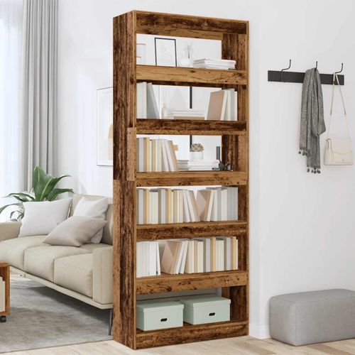vidaXL Book Cabinet/Room Divider Smoked Oak 80x30x198 cm Engineered Wood