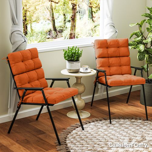 Outsunny 2pc Outdoor Seat Cushion with Backrest Ties for Garden - Orange