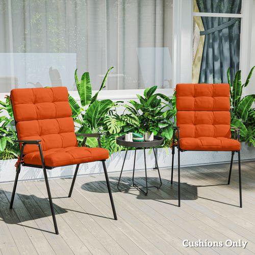 Outsunny 2pc Outdoor Seat Cushion with Backrest Ties for Garden - Orange