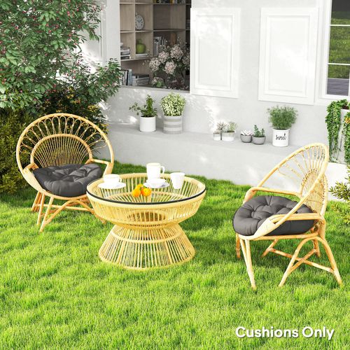 Outsunny Outdoor Seat Cushions Set of 2 Tufted Round Chair Pads - Dark Grey