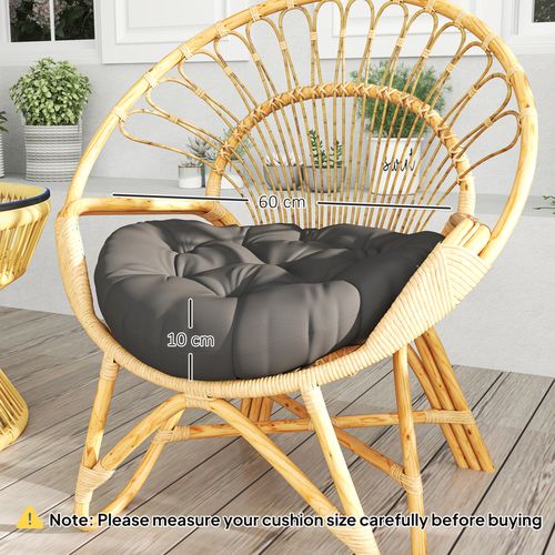 Outsunny Outdoor Seat Cushions Set of 2 Tufted Round Chair Pads - Dark Grey