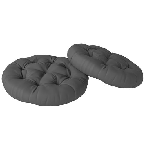 Outsunny Outdoor Seat Cushions Set of 2 Tufted Round Chair Pads - Dark Grey