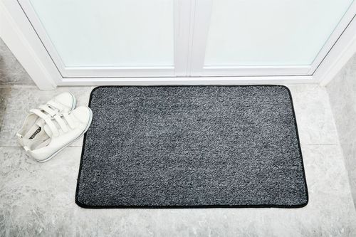 Vinsani Magic Clean Step Mat Non-Slip Backing Machine Washable Doormat Carpet Runner Rug Liner - Dark Grey / 45 X 75 cm