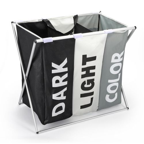 VINSANI X-SHAPE 3 SECTION LAUNDRY SORTER - Grey, Black & White