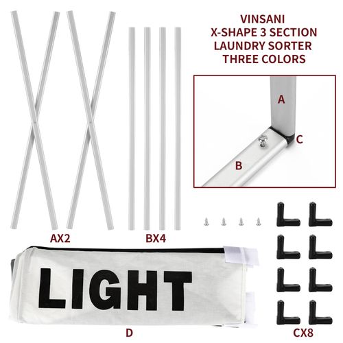VINSANI X-SHAPE 3 SECTION LAUNDRY SORTER