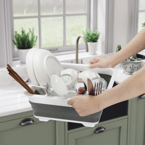 Vinsani Collapsible Folding Quality Dish Drainer Cutlery Plate Holder Drying Rack