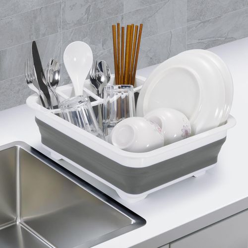 Vinsani Collapsible Folding Quality Dish Drainer Cutlery Plate Holder Drying Rack