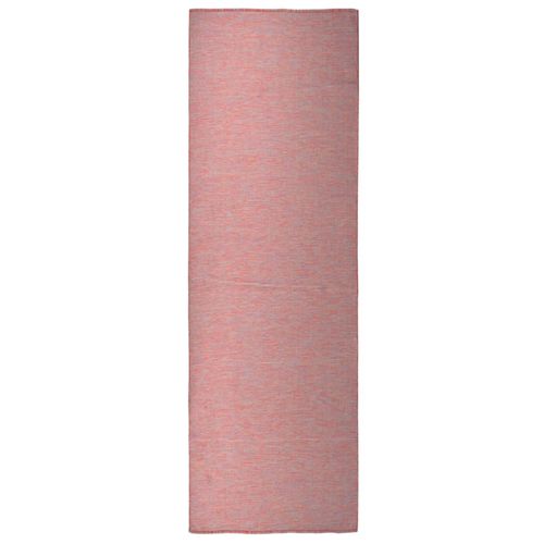 vidaXL Outdoor Flatweave Rug 80x150 cm Grey - red / 80 x 250 cm