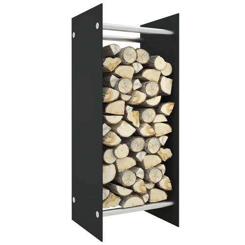 vidaXL Firewood Rack Transparent 40x35x100 cm Tempered Glass - black / 40 x 35 x 100 cm