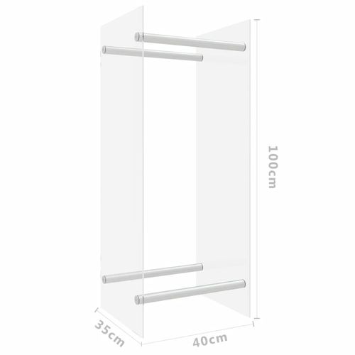 vidaXL Firewood Rack Transparent 40x35x100 cm Tempered Glass