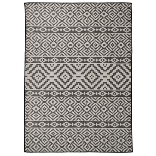 vidaXL Outdoor Flatweave Rug 80x150 cm Grey - black stripes / 200 x 280 cm