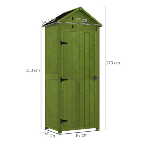 Garden Shed Vertical Utility 3 Shelves Wood Tool Storage Unit Cabinet