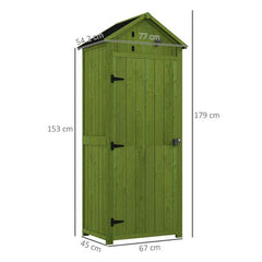 Garden Shed Vertical Utility 3 Shelves Wood Tool Storage Unit Cabinet