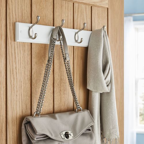 Wall or door mounted hooks. Various sizes colours and styles available - white / 4 Double Hook