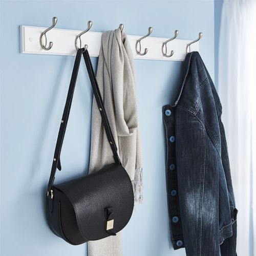 Wall or door mounted hooks. Various sizes colours and styles available - white / 6 Double Hook