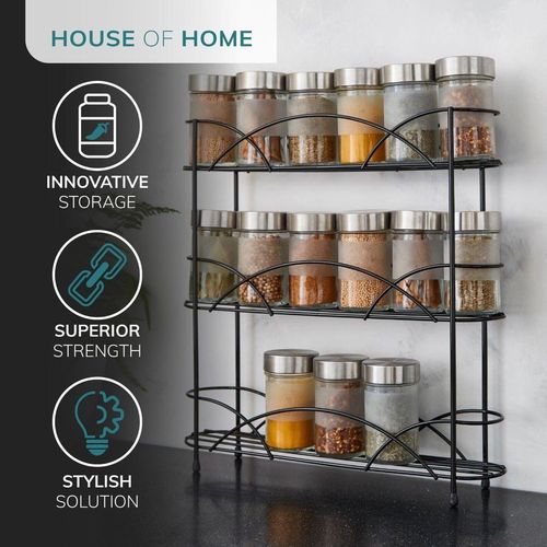 Freestanding Spice Rack Chrome or Black Powder Coated Finish
