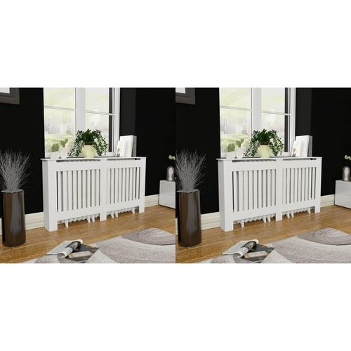 vidaXL MDF Radiator Cover White 205 cm - white / 2 / 152 x 19 x 81.5 cm