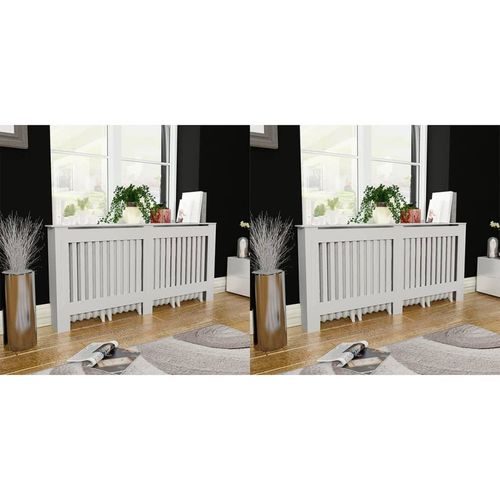 vidaXL MDF Radiator Cover White 205 cm - white / 2 / 172 x 19 x 81.5 cm