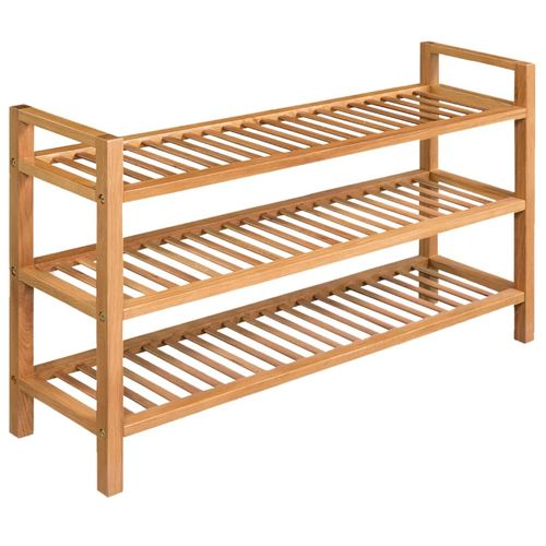 vidaXL Shoe Rack with 3 Shelves 50x27x60 cm Solid Oak Wood - 100 x 27 x 60 cm