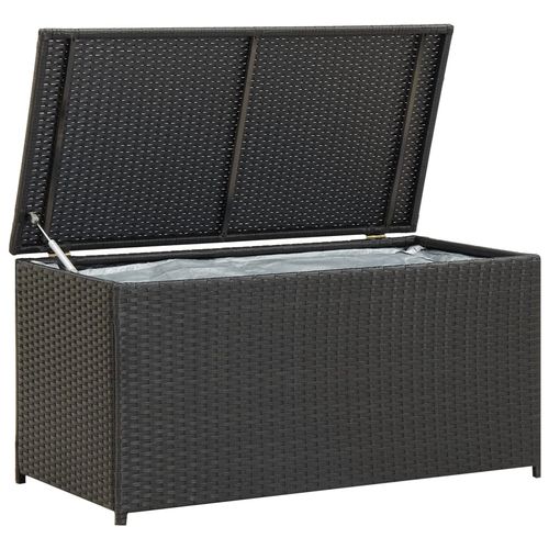 vidaXL Garden Storage Box Poly Rattan 200x50x60 cm Black