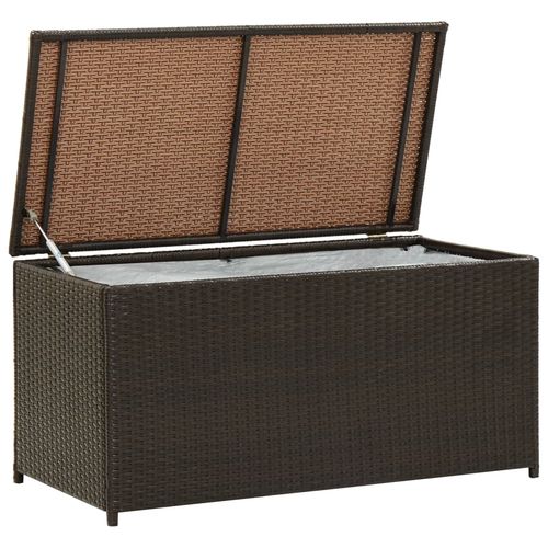 vidaXL Garden Storage Box Poly Rattan 200x50x60 cm Black - brown / 100 x 50 x 50 cm