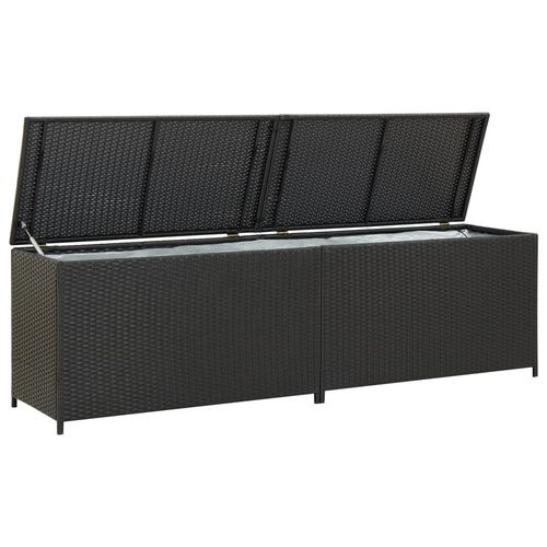 vidaXL Garden Storage Box Poly Rattan 200x50x60 cm Black - black / 200 x 50 x 60 cm