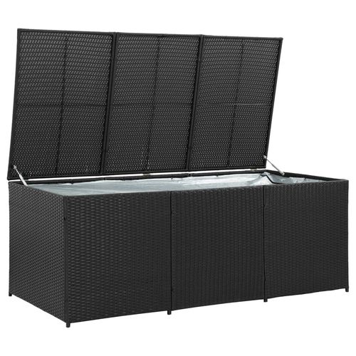 vidaXL Garden Storage Box Poly Rattan 200x50x60 cm Black