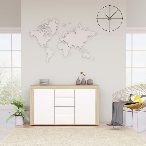 vidaXL Sideboard Smoked Oak 120x36x69 cm Engineered Wood - white and sonoma oak
