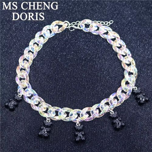 MSCHENGDORIS Trendy Pendant Necklace - Stylish Acrylic Plant Design