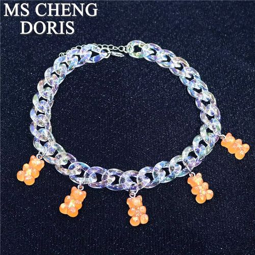 MSCHENGDORIS Trendy Pendant Necklace - Stylish Acrylic Plant Design